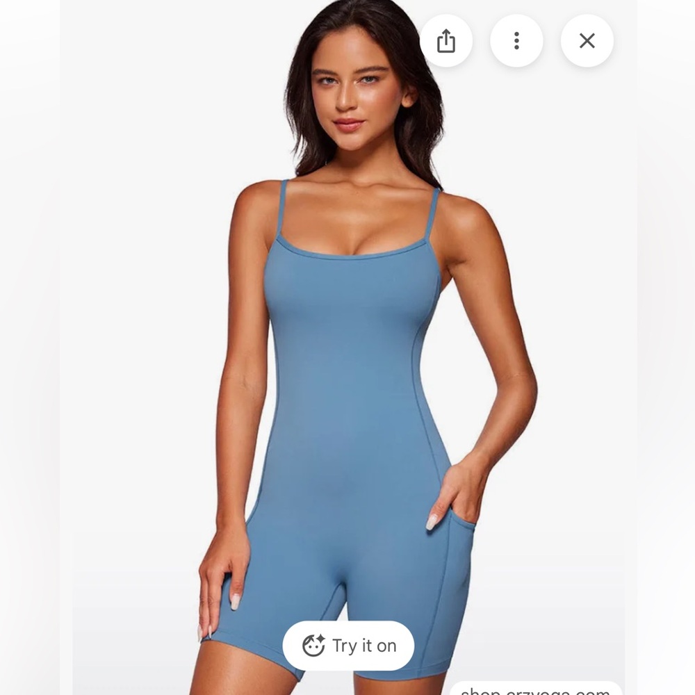 CRZ YOGA Blue Athletic Romper XL
